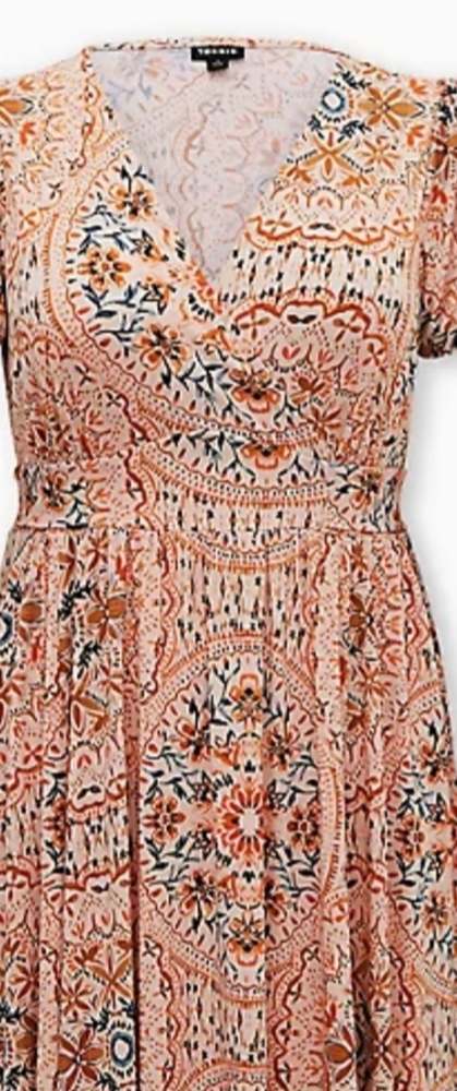 TORRID Peach Medallion Skater Midi Dress